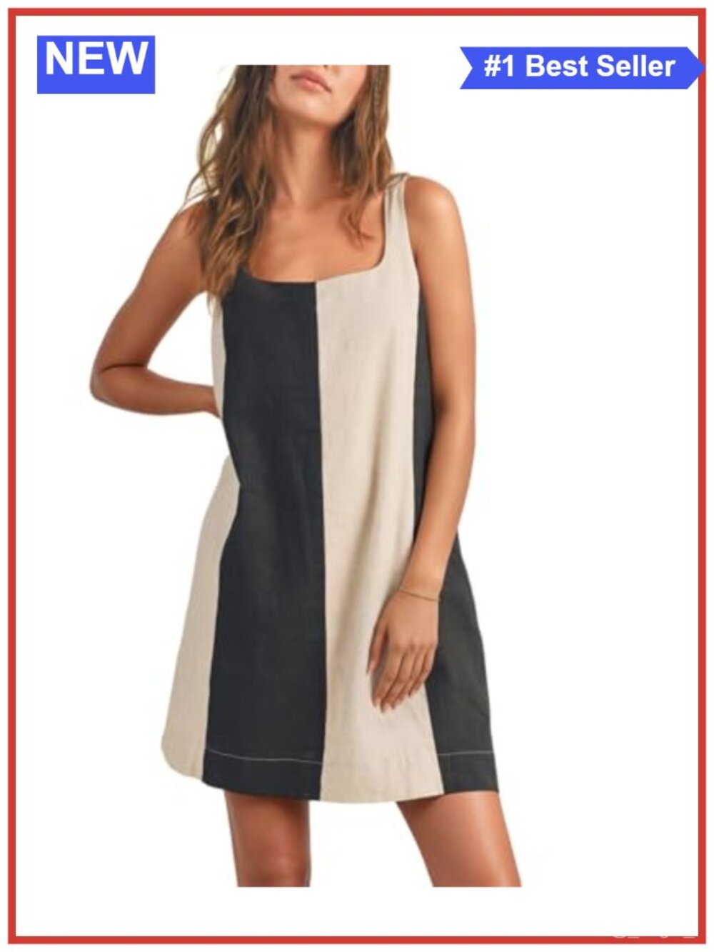 CHARTOU Linen Tank Mini Dress Sleeveless A-Line Summer Beach Casual